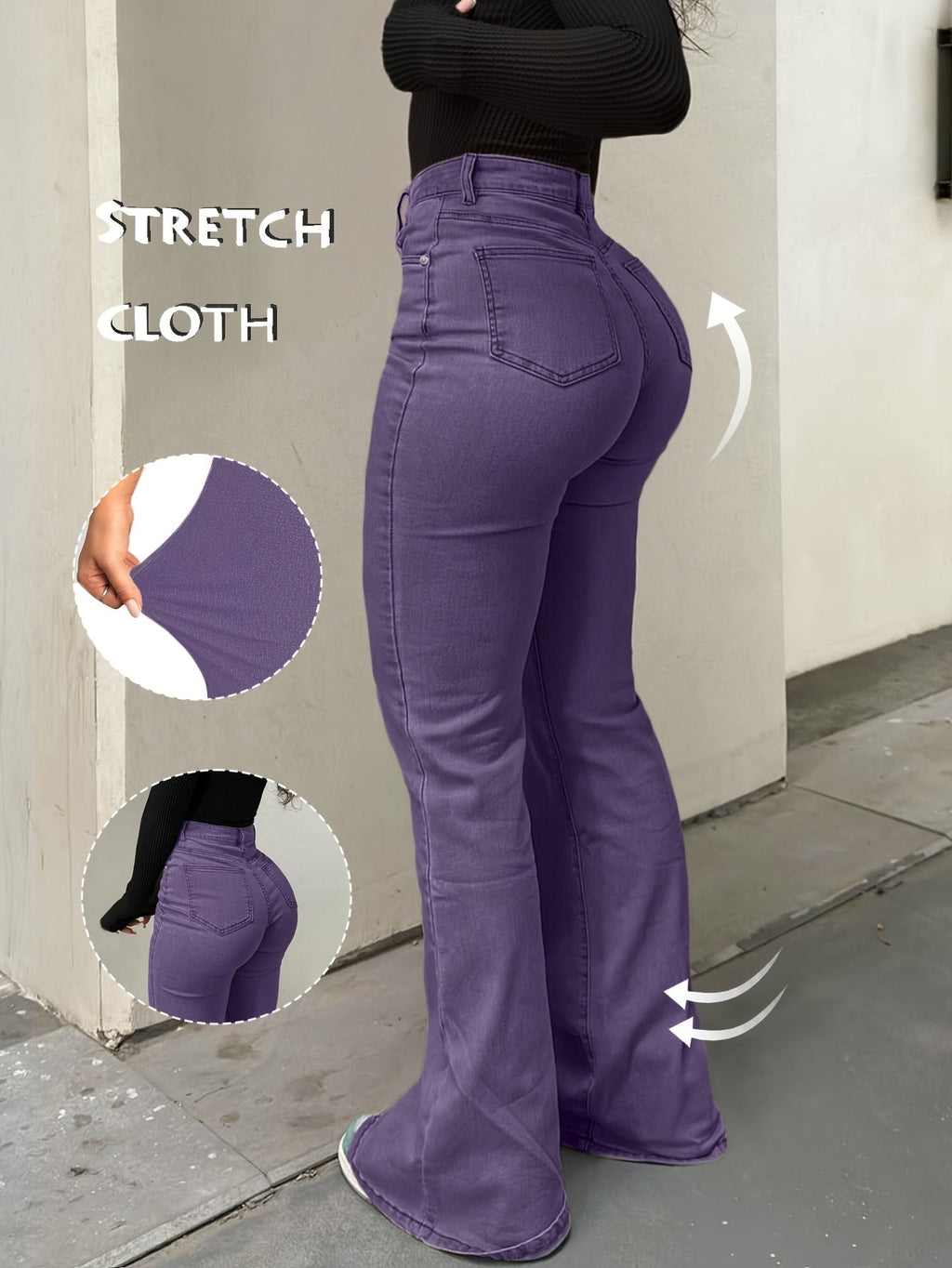 High Waisted Stretch Non See Through Straight Leg Jeans