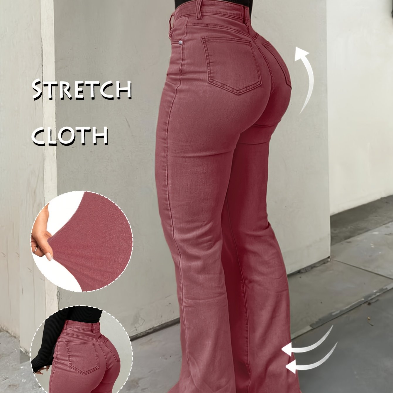 High Waisted Stretch Non See Through Straight Leg Jeans